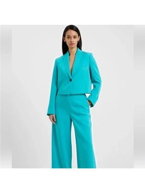 French Connection Turquoise Wide-Leg Suit Pants & Cropped Blazer Set
